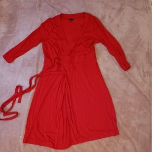 Red wrap dress